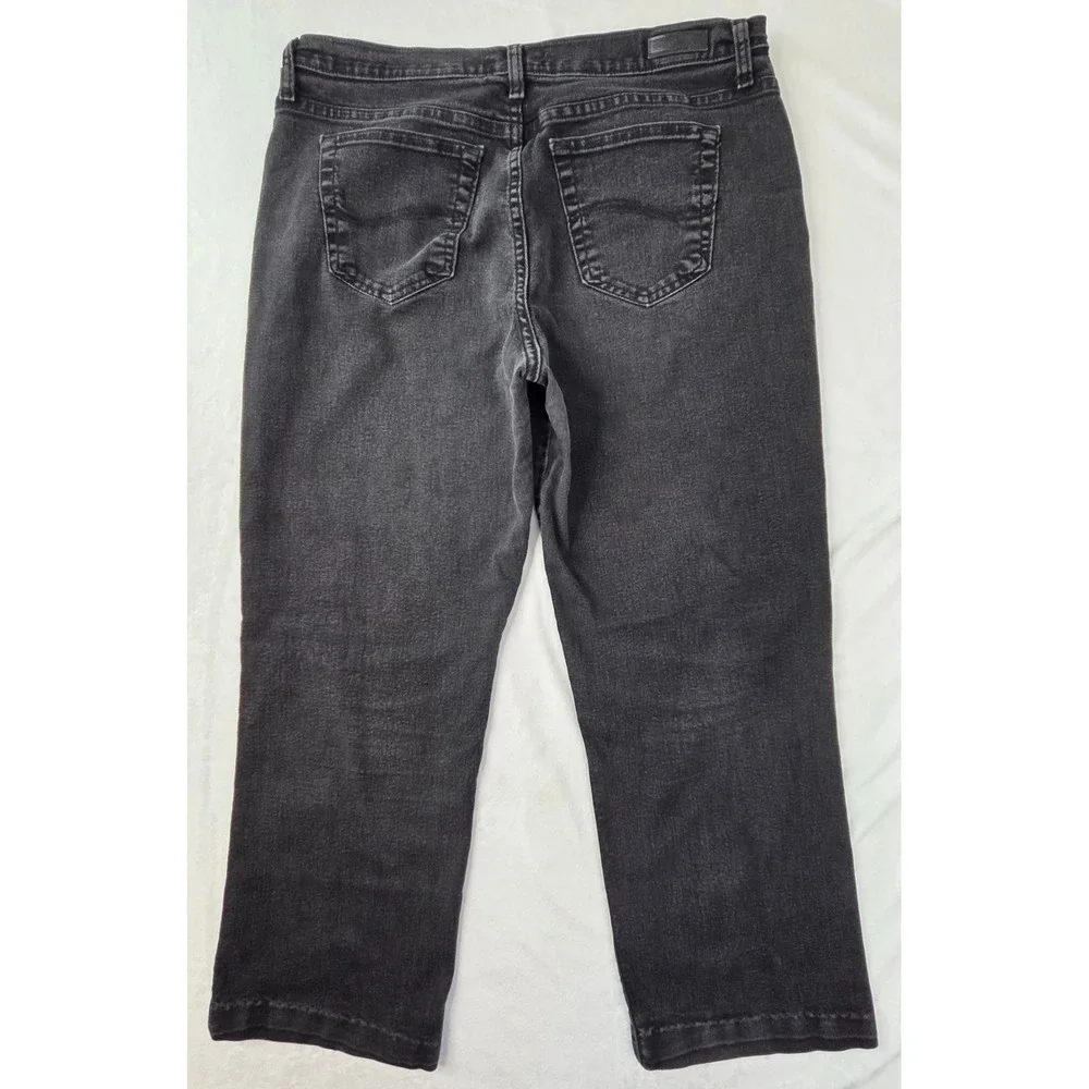 Lee Jeans Women‎ 16 Medium Black Relaxed Fit Straight Leg Denim Excellent